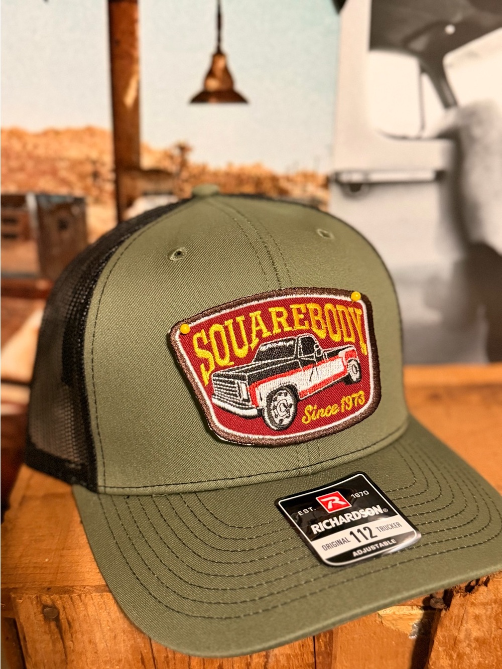 Richardson 112 Olive Green Trucker Hat with Squarebody Patch